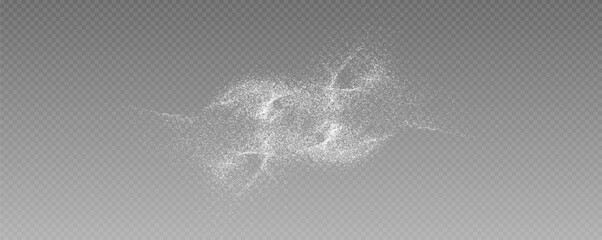 Naklejka premium Christmas glowing bokeh confetti light and glitter texture overlay for your design. Frosting effect sugar png, salt and flour for baking, with powder white and isolated on transparent background.