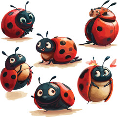 Ladybug 2D Cartoon Vector Mascot – Cute Insect Character for Kids, Stickers, and Branding