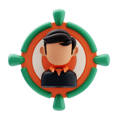 Headhunting 3D Icon. Employee selection target 3d icon