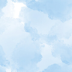 Seamless pattern with blue spots. Pattern with sky and clouds. Blue and white colors. Abstract nature drawing. Watercolor illustration. Hand drawing.