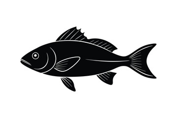 Silhouette art illustration in side view of a snapper fish.eps