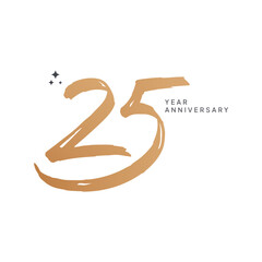 Minimalist 25th anniversary logo with a hand-painted brushstroke style number. Ideal for celebrating 25 years of success, business milestones, or elegant invitations.