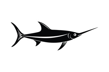 Fototapeta premium Silhouette art illustration in side view of a swordfish.eps