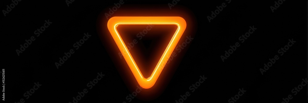 Aufkleber Glowing Orange Alert Triangle Bouncing in Social Media Feed With Upper Margin Space for Additional Content