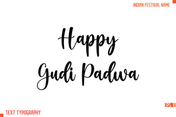 Happy Gudi Padwa  -Indian Festival Name Modern Stylish Typography Text