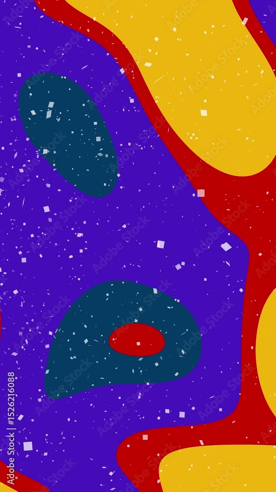 Poster vertical energetic abstract background animation featuring vibrant shapes, confetti elements, and dy