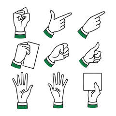 Obraz premium Set of 8 hand gestures vector illustrations