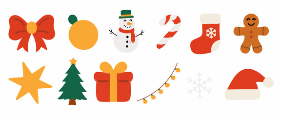 Christmas Festive Elements Vector Icons and Graphics for Holiday Designs