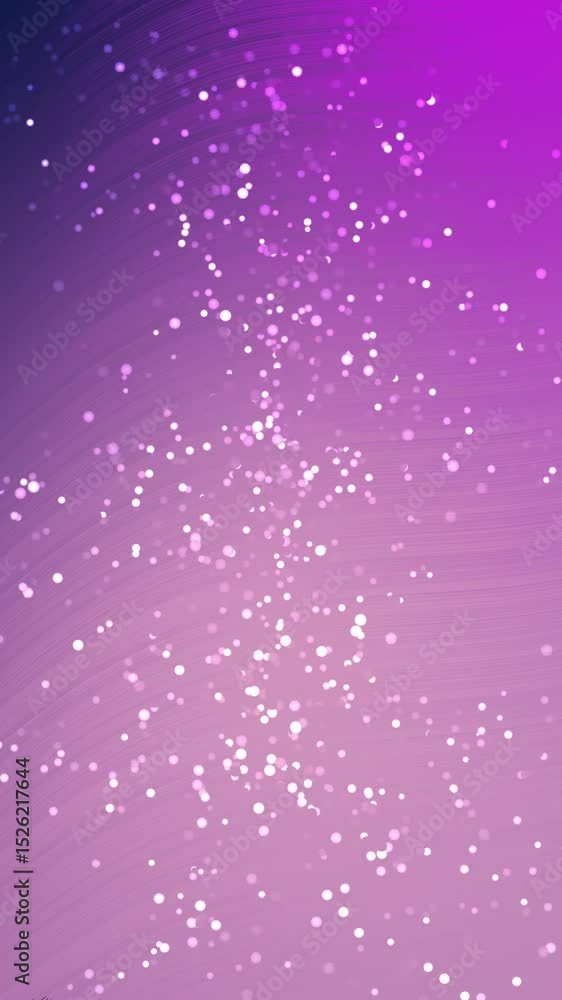 Poster vertical luminous particles rise against a gradient purple background, creating a magical, ethereal 