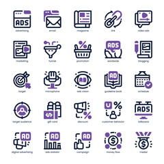 Digital Advertising Icon pack for your website, mobile, presentation, and logo design. Digital Advertising Icon dual tone design. Vector graphics illustration and editable stroke.