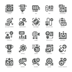 Seo Optimization Icon pack for your website, mobile, presentation, and logo design. Seo Optimization Icon solid design. Vector graphics illustration and editable stroke.