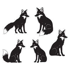 Black Wolf Silhouette Collection – Vector Illustration
