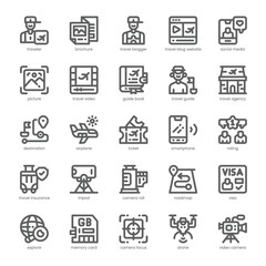 Travel Blog Icon pack for your website, mobile, presentation, and logo design. Travel Blog Icon outline design. Vector graphics illustration and editable stroke.