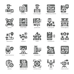 Travel Blog Icon pack for your website, mobile, presentation, and logo design. Travel Blog Icon solid design. Vector graphics illustration and editable stroke.