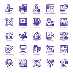 Travel Blog Icon pack for your website, mobile, presentation, and logo design. Travel Blog Icon line basic color design. Vector graphics illustration and editable stroke.