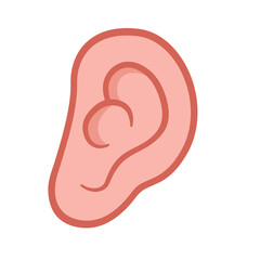 Ear icon in flat design style, vector illustration design elements, ear clip art, clip art ear, isolated on white background

