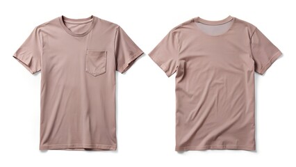  minimal clear and elegant dusty rose pocket t shirt on white background