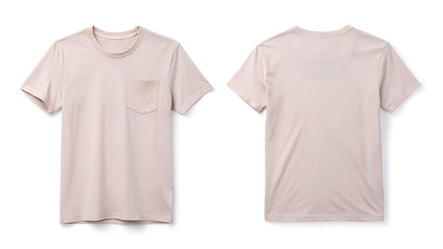 minimal clear and elegant light pink pocket t shirt on white background