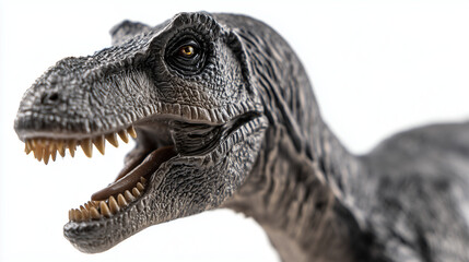 Obraz premium Fierce T-Rex figurine with sharp teeth, showcasing detailed texture. A glimpse into the prehistoric predator's dominance.