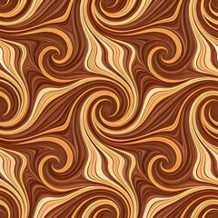"Seamless abstract chocolate swirl pattern with flowing caramel-colored lines."

