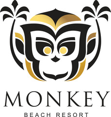 Monkey resort combination logo design