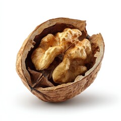 Cracked Walnut Shell Revealing Fresh Nutmeat High Resolution Close Up Studio Shot