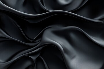 Obraz premium Elegant Abstract Folds of Smooth Black Fabric Creating Flowing Textures and Soft Shadows in Satin