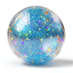 Sparkling Glitter Ball Blue Crystal Sphere with Shimmering Lights Festive Decor