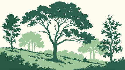 Detailed illustration of a lush green tree