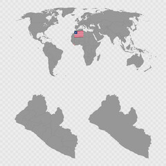Fototapeta premium Liberia Map Set with World Location.