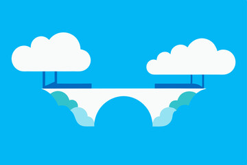 Cloud Bridge Connecting Dreams, a whimsical illustration of a bridge between clouds