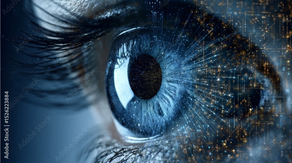 Poster exploring the future of technology with ai cyber eye vision and intelligent security systems