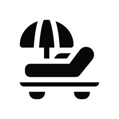 sunbed glyph icon. Strong and solid vector icon for websites, mobile interfaces, presentations, and visual branding. High quality and easy to edit.