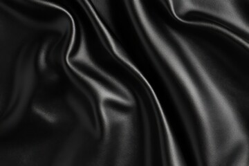 Fototapeta premium Elegant Black Leather Texture Background High Resolution Dark Shiny Smooth Fabric Luxurious 