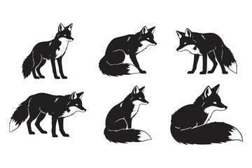 Black Wolf Silhouette Collection – Vector Illustration