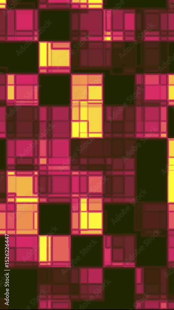 Poster vertical dynamic abstract background animation featuring geometric shapes and vibrant colors for mod