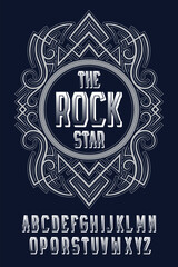 Bold decorative art deco font with symmetrical vintage frame. Great for music-themed titles, posters, labels, or stylish branding design.