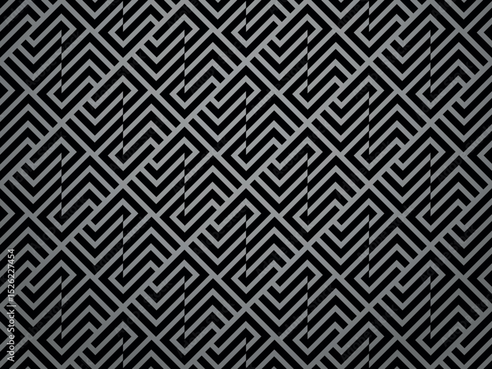 Poster Abstract geometric pattern with stripes, lines. Seamless vector background. Gray and black ornament. Simple lattice graphic design