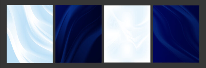 Naklejka premium Contemporary technology cover design set. Luxury background with blue line pattern (guilloche curves). Premium golden vector tech backdrop for business template, digital certificate, formal brochure