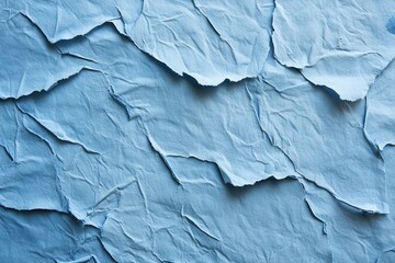 Fototapeta premium Blue Crumpled Paper Texture Background Ripped Grunge Design Vintage Style Abstract Light Blue art 