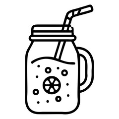 Refreshing Mason Jar Smoothie Summer Drink Illustration