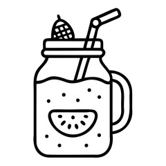 Refreshing Fruit Smoothie in a Mason Jar Summer Drink Illustration