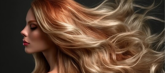 Radiant and luxurious blonde hair cascading with vibrant color and impressive volume