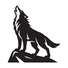 Standing Wolf Looking Up – Vector Illustration
