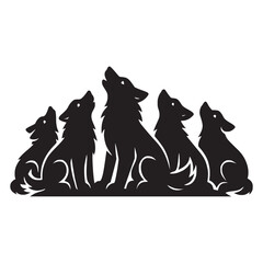 Black Wolf Silhouette Collection – Vector Illustration