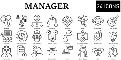 Set of manager Icons or symbols Vector fully editable file.