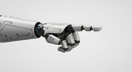 A futuristic robotic arm with detailed circuits and a precise finger gesture. Depicting the beauty and advanced technology.