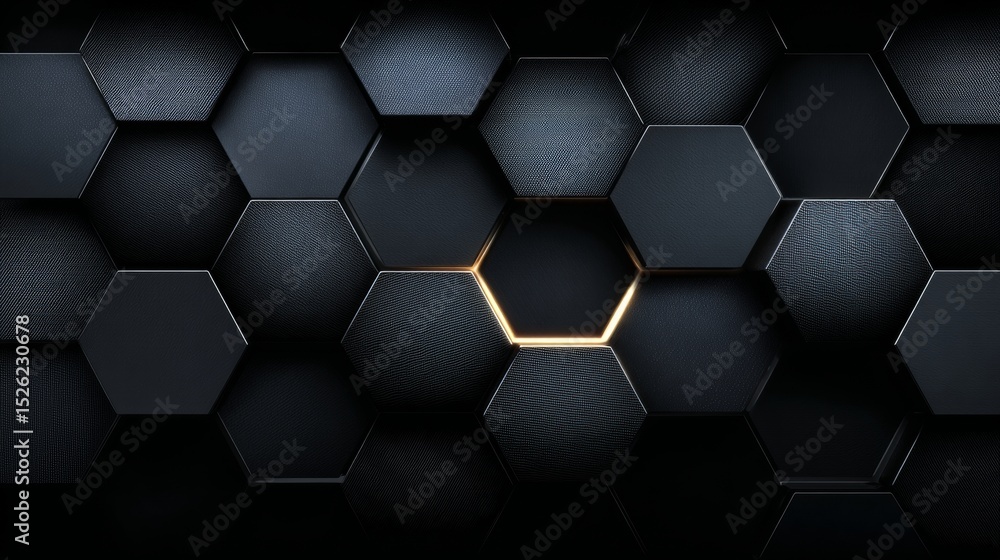 Poster dark industrial honeycomb background with hexagonal shapes and metallic textures for design use.