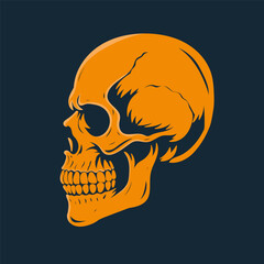 Human skull side view Minimalist