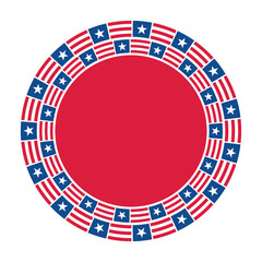 Circle Frame with Stars and Stripes - July 4th concept. Vector illustration